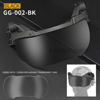 Tactical helmet outer suspension flip goggles - Black-Wosport-