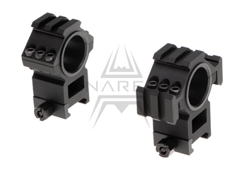 Tri-Side Rail 25.4mm / 30mm Mount Rings - Black-Aim-O-