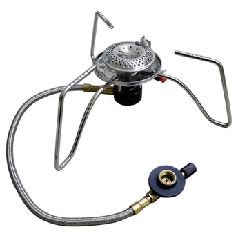 Fornello Miltec a gas con tubo esterno da 30 cm — Argento