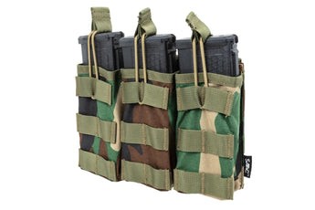 Tasca portacaricatori SATAC Open MOLLE per 3 caricatori M4/AR15 — Woodland