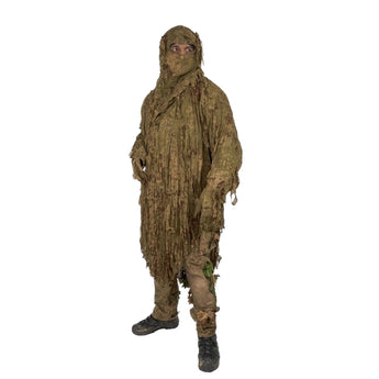 KMCS Ultra-Lite Ghillie Suit Camouflage Poncho – Brown-Kicking Mustang-