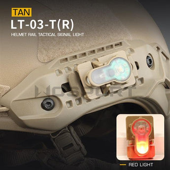 Helmet rail tactical signal light - TAN (red light)-Wosport-
