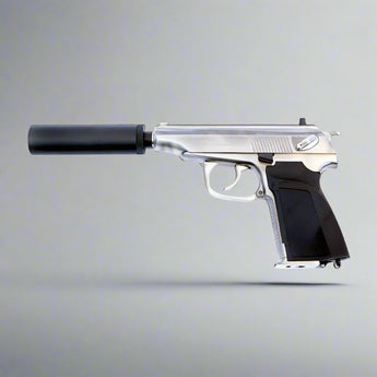 Pistola softair WE Makarov with Silencer — Silver (Nickel)-WE-