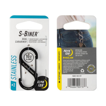 S-Biner Stainless Steel Dual Carabiner, black - size 2-NITE IZE-
