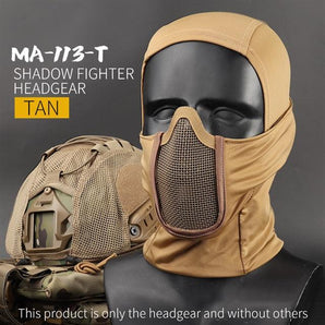 Copricapo Wosport Shadow Balaclava con mezza maschera in acciaio — TAN-Wosport-