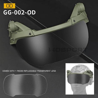 Occhiali balistici Wosport flip-up con aggancio esterno elmetto — Verde OD-Wosport-