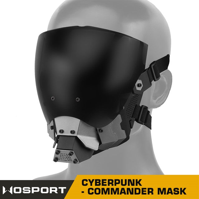 asque cyberpunk jaune, asque intégral noir pour Halloween, cosplay asque cyberpunk jaune, asque intégral noir pour Halloween, cosplay